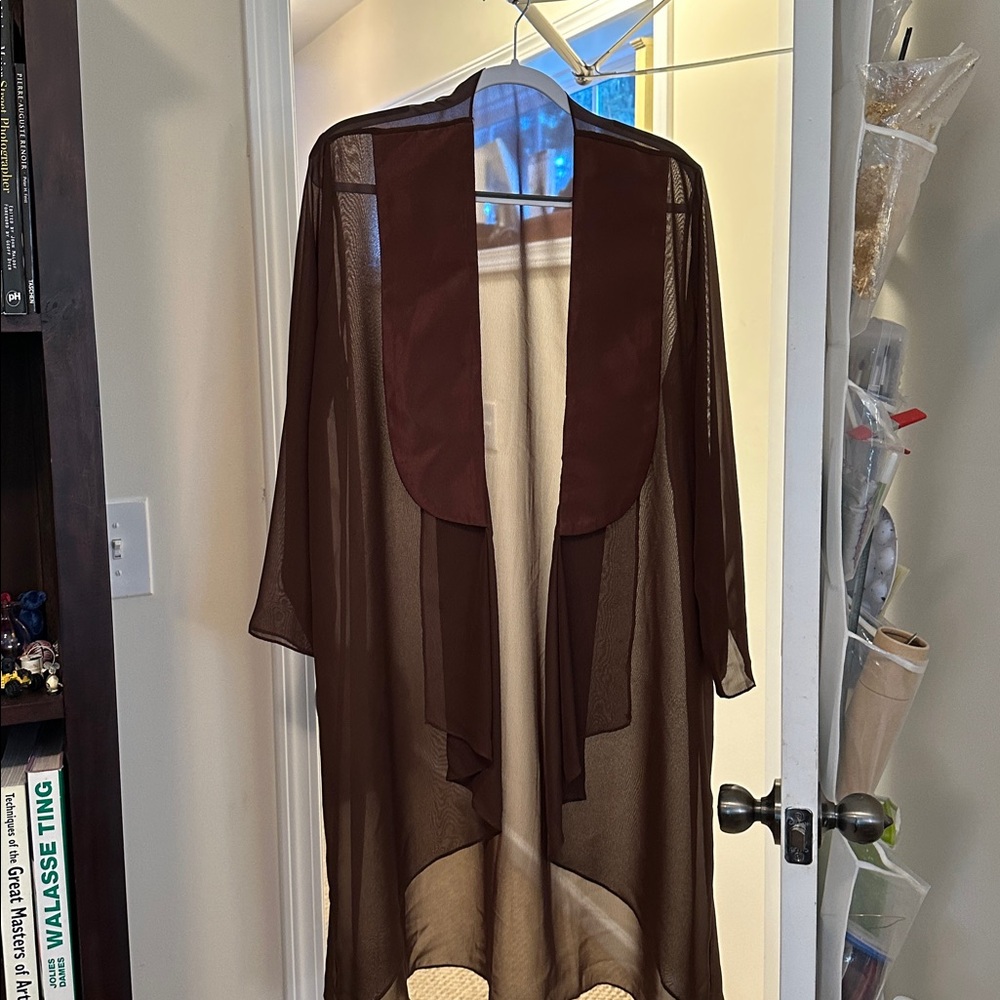 Sheer Chocolate Brown Kimono Cardigan